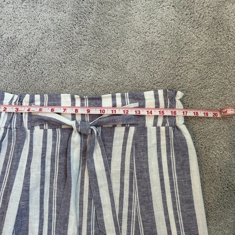 Calligraphie Long Striped Linen-Blend Skirt with Pockets Size L